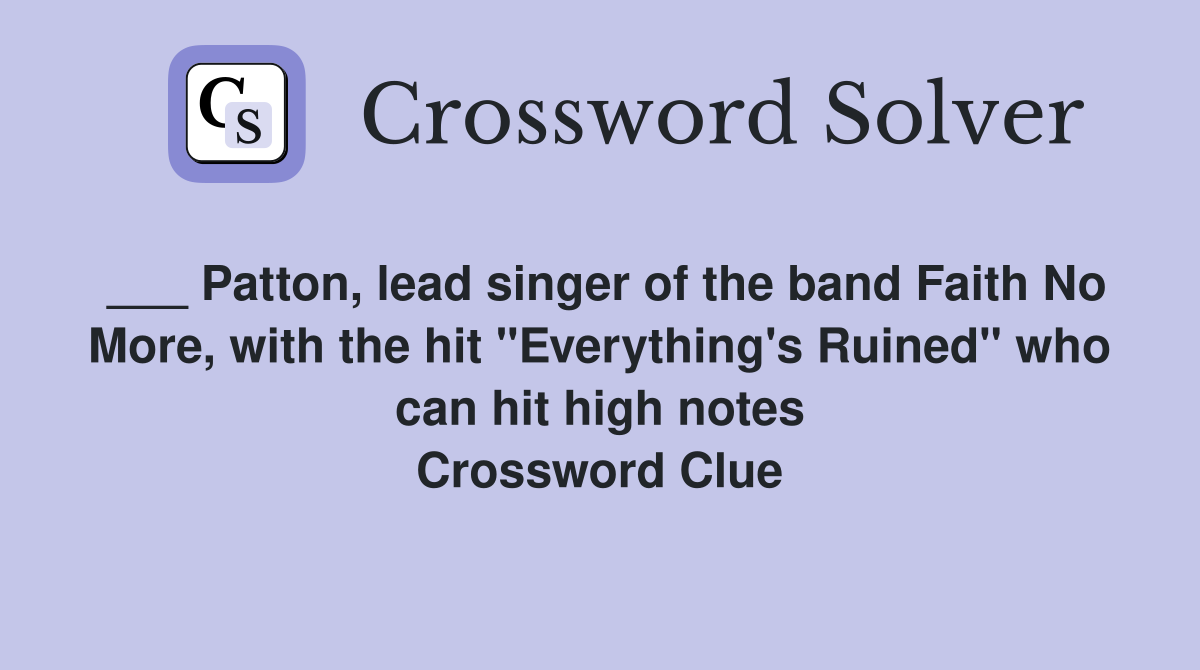 Patton, lead singer of the band Faith No More, with the hit "Everything